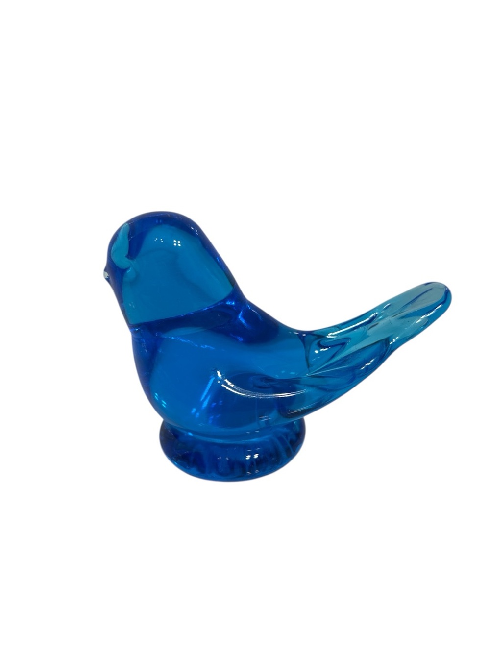 Signed Bluebird Of Happiness By Leo Ward 2003 Blue Glass Art Figurine